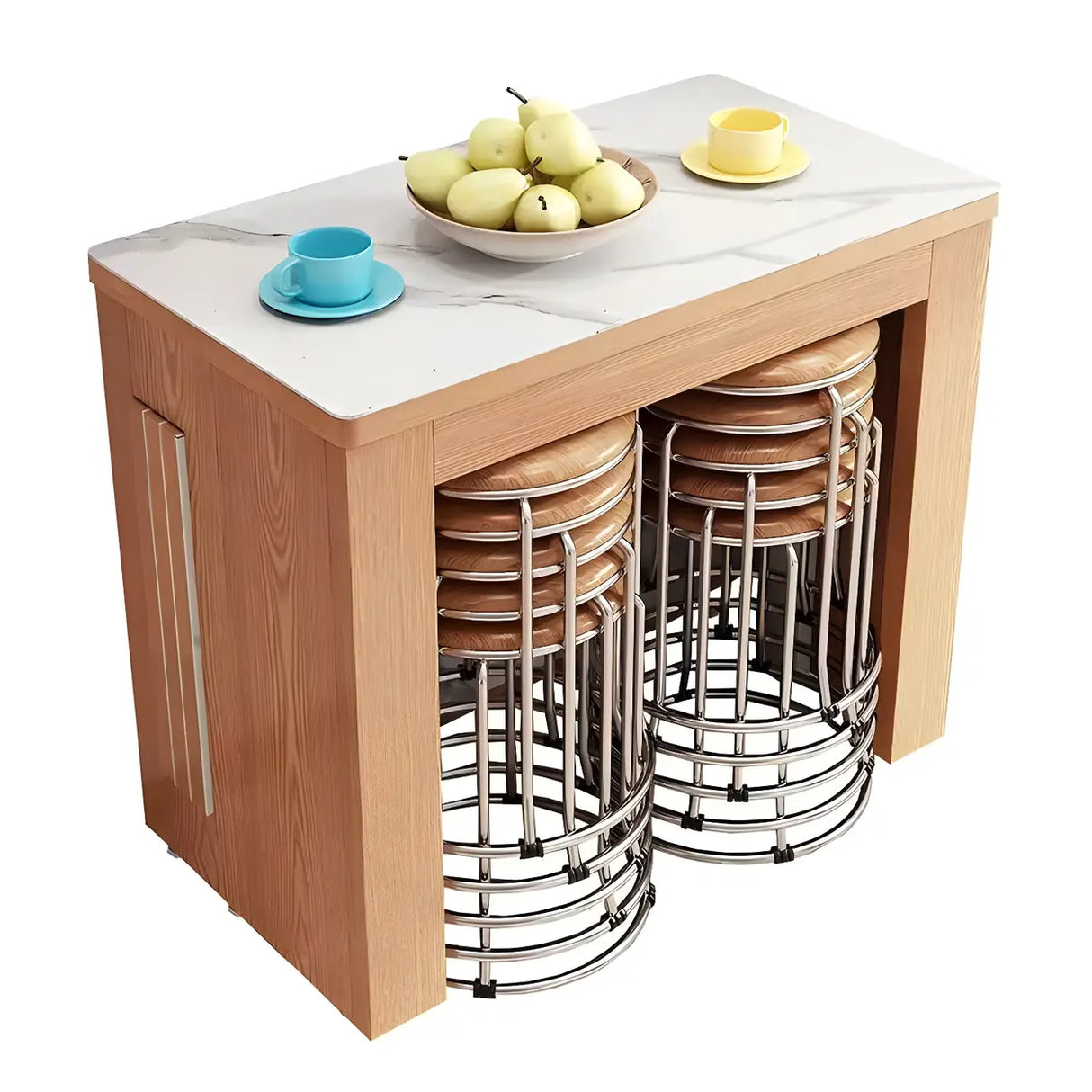 Modern Rectangular Dining Table Marble Top Extendable Image - 2