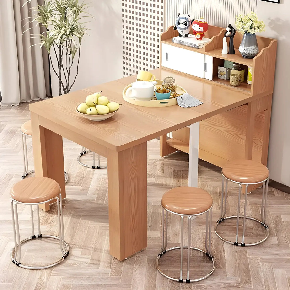 Modern Rectangular Dining Table Marble Top Extendable Image - 4