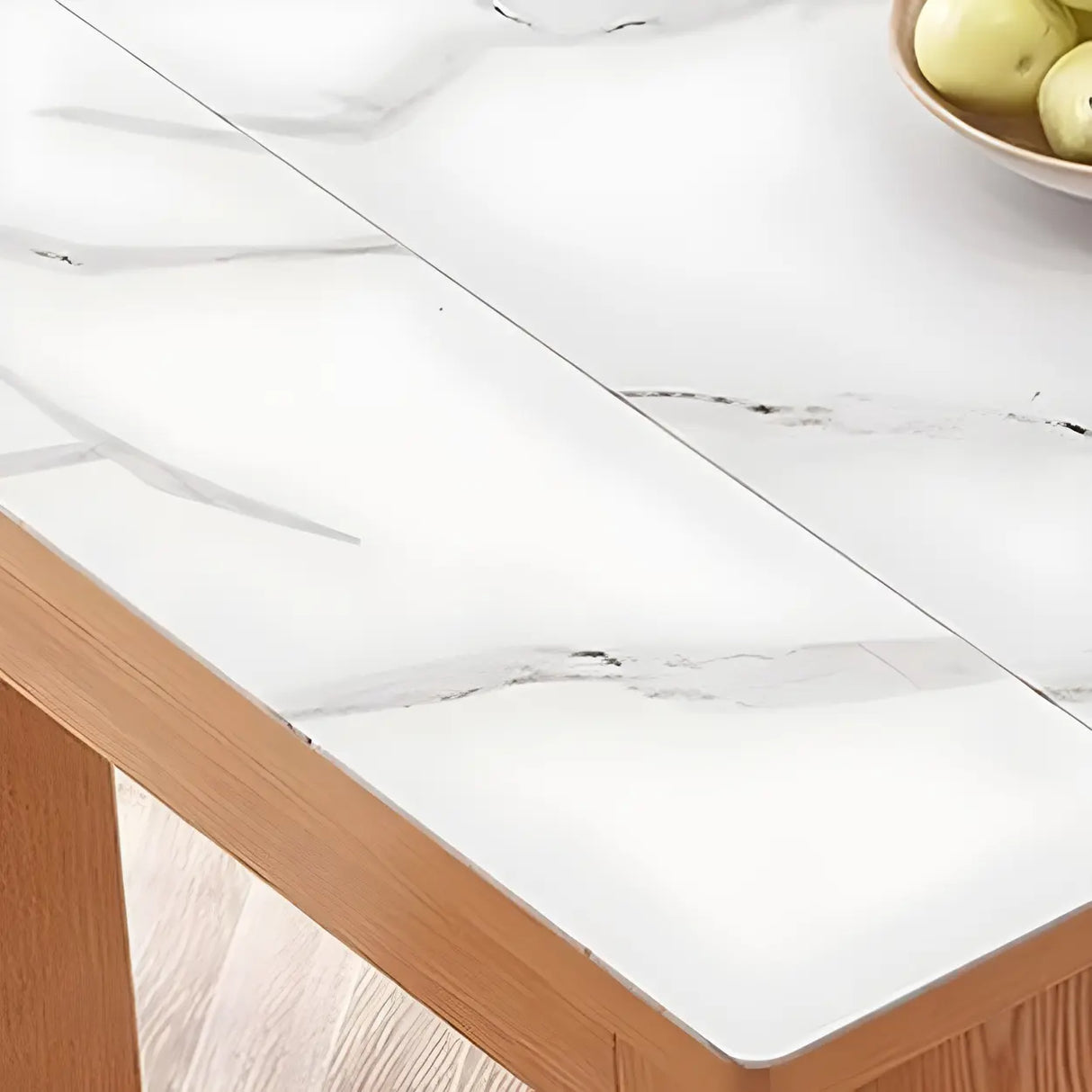 Modern Rectangular Dining Table Marble Top Extendable Image - 9