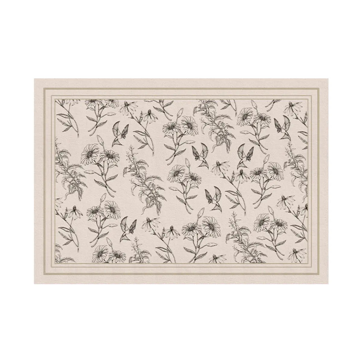 Modern Rectangular Floral Pattern Beige Area Rug Image - 2