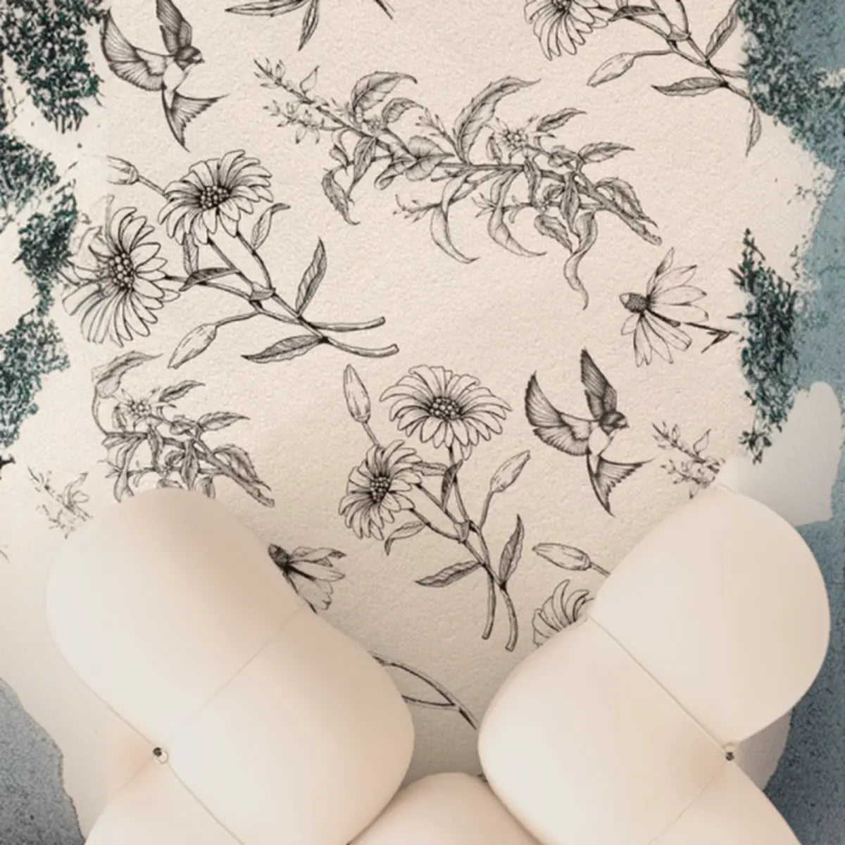 Modern Rectangular Floral Pattern Beige Area Rug Image - 5