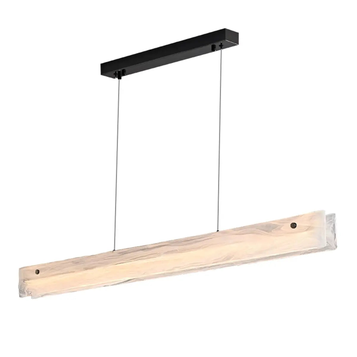 Modern White Rectangular Glass Island Pendant Light Image - 5