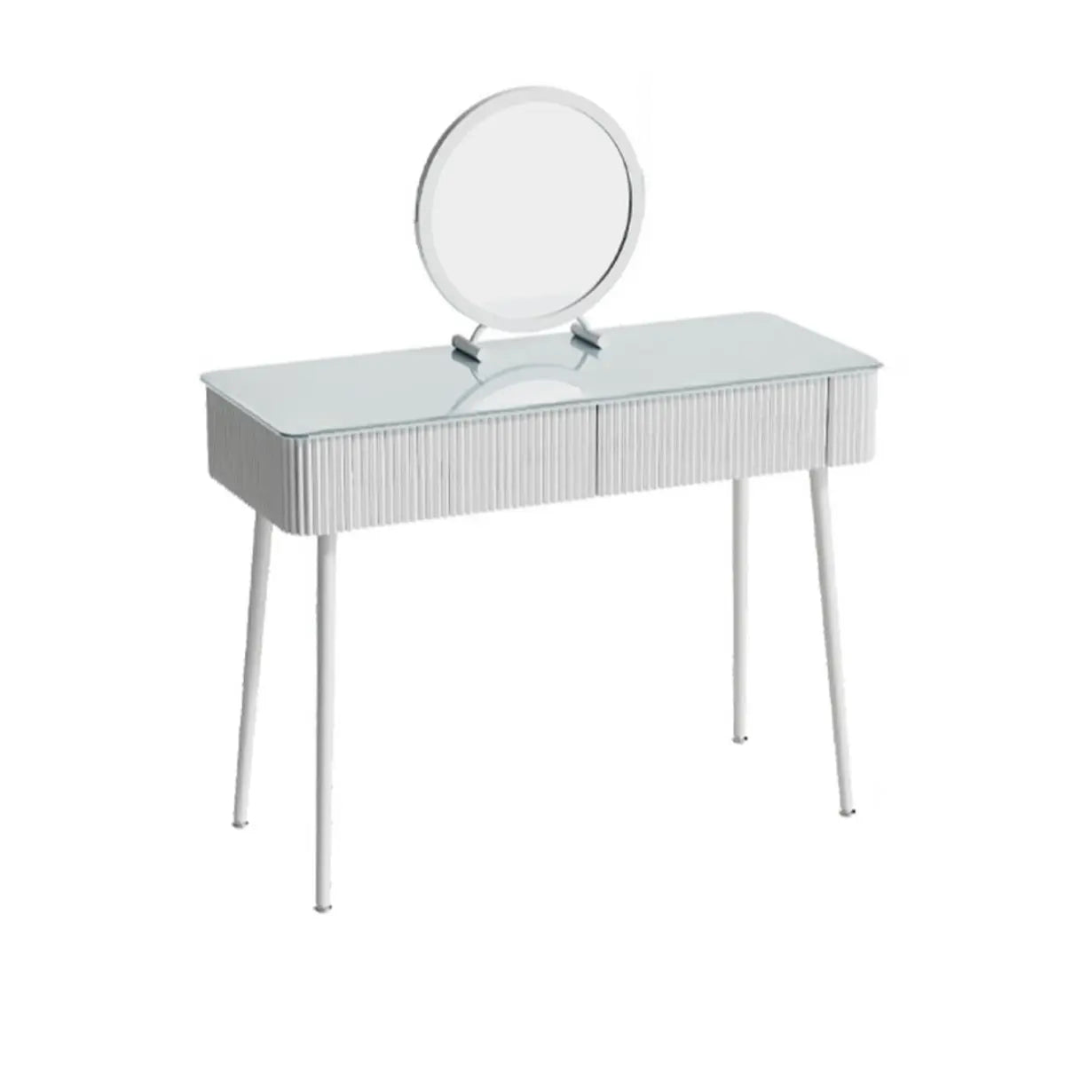 Modern Rectangular Glass Top Bedroom White Vanity Table Image - 10