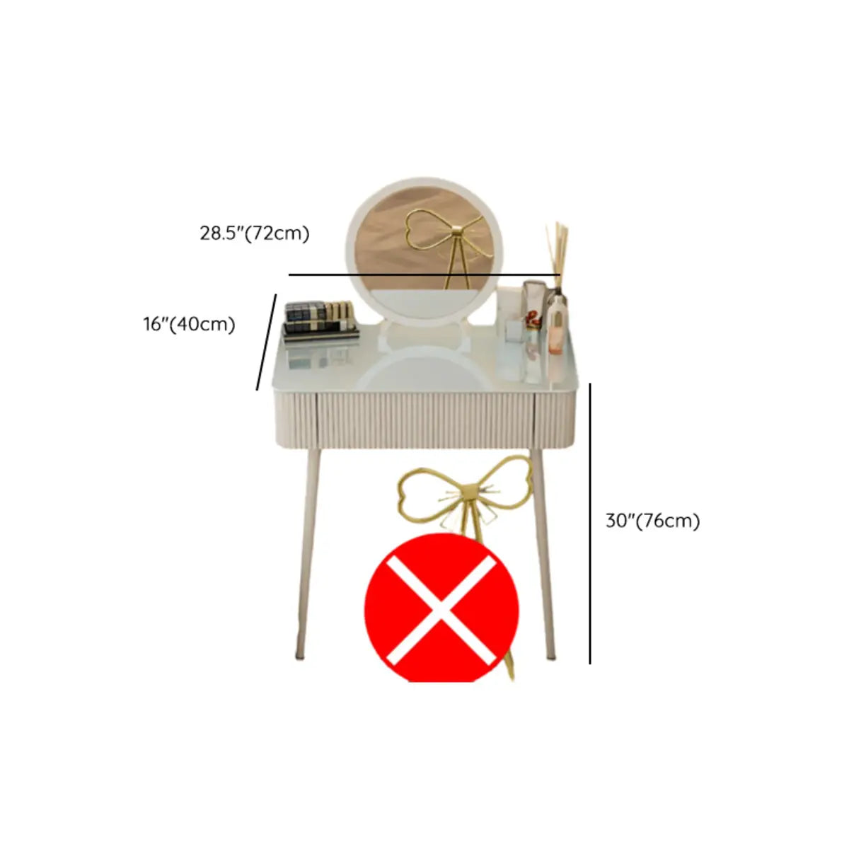 Modern Rectangular Glass Top Bedroom White Vanity Table Image - 12