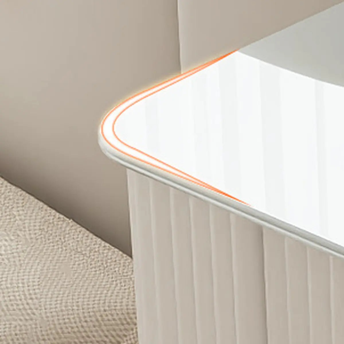 Modern Rectangular Glass Top Bedroom White Vanity Table Image - 9