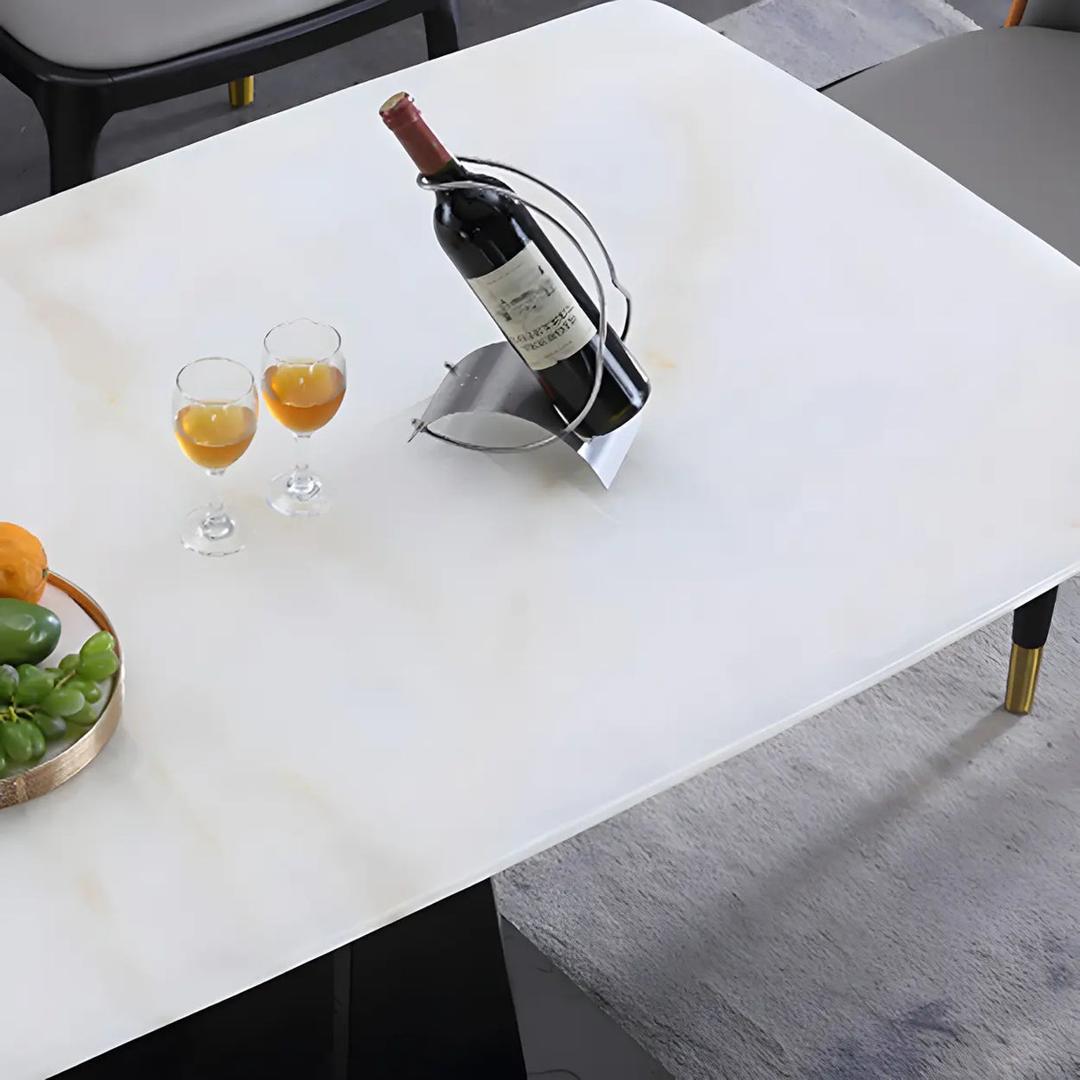 Modern Rectangular Marble Scratch Resistant Dining Table Image - 4