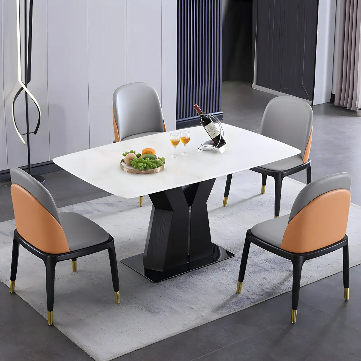 Modern Rectangular Marble Scratch Resistant Dining Table Image - 9