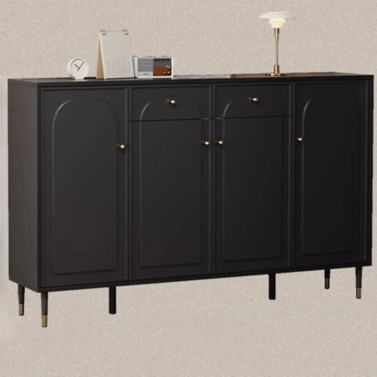 Modern Rectangular MDF Hallway Black Large Shoe Cabinet Image - 10