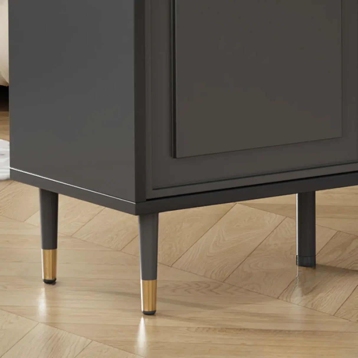 Modern Rectangular MDF Hallway Black Large Shoe Cabinet Image - 12