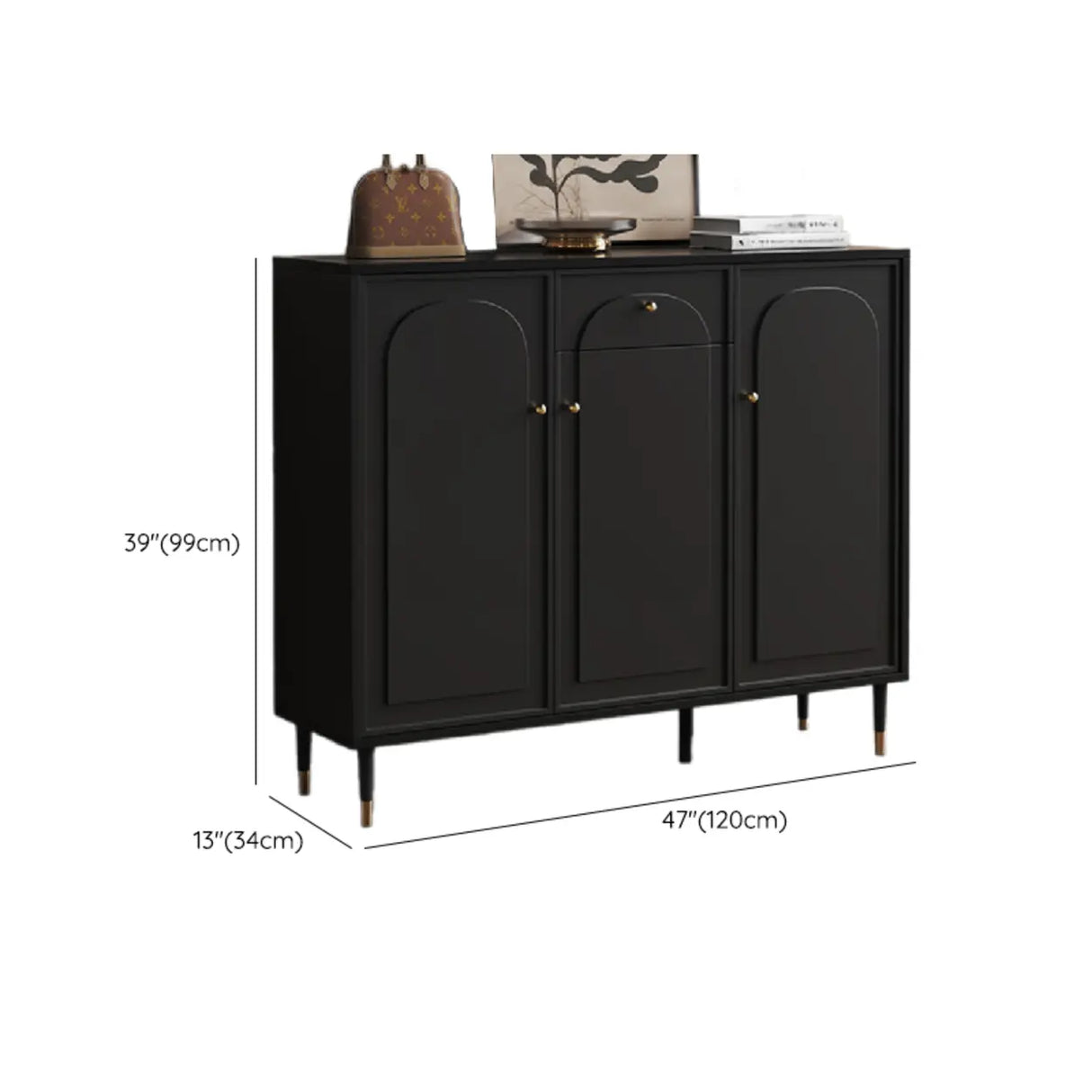 Modern Rectangular MDF Hallway Black Large Shoe Cabinet Image - 17
