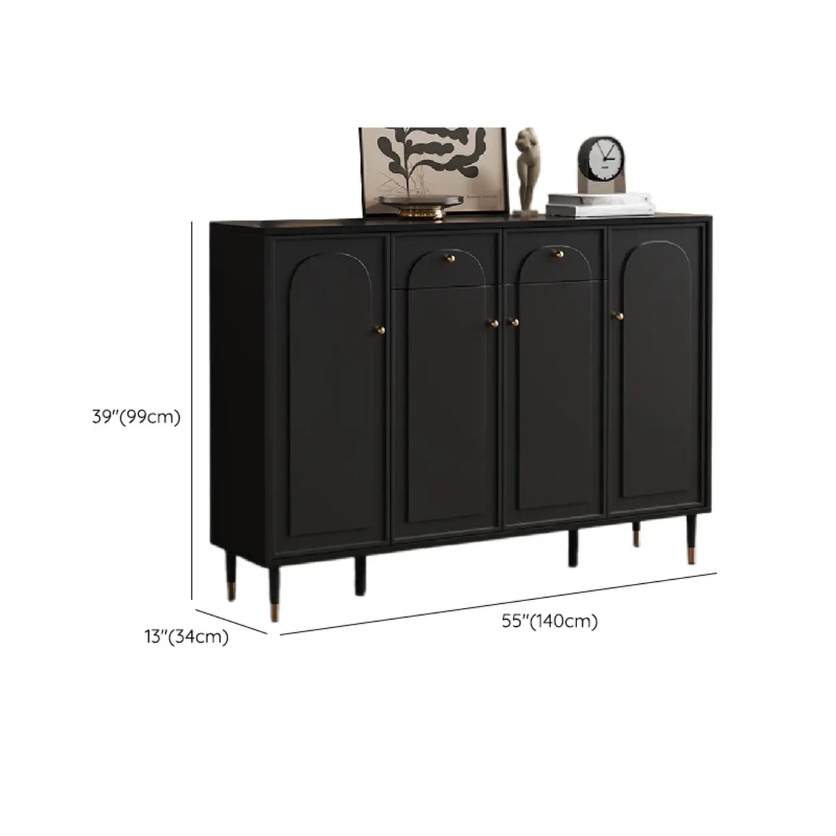 Modern Rectangular MDF Hallway Black Large Shoe Cabinet Image - 18