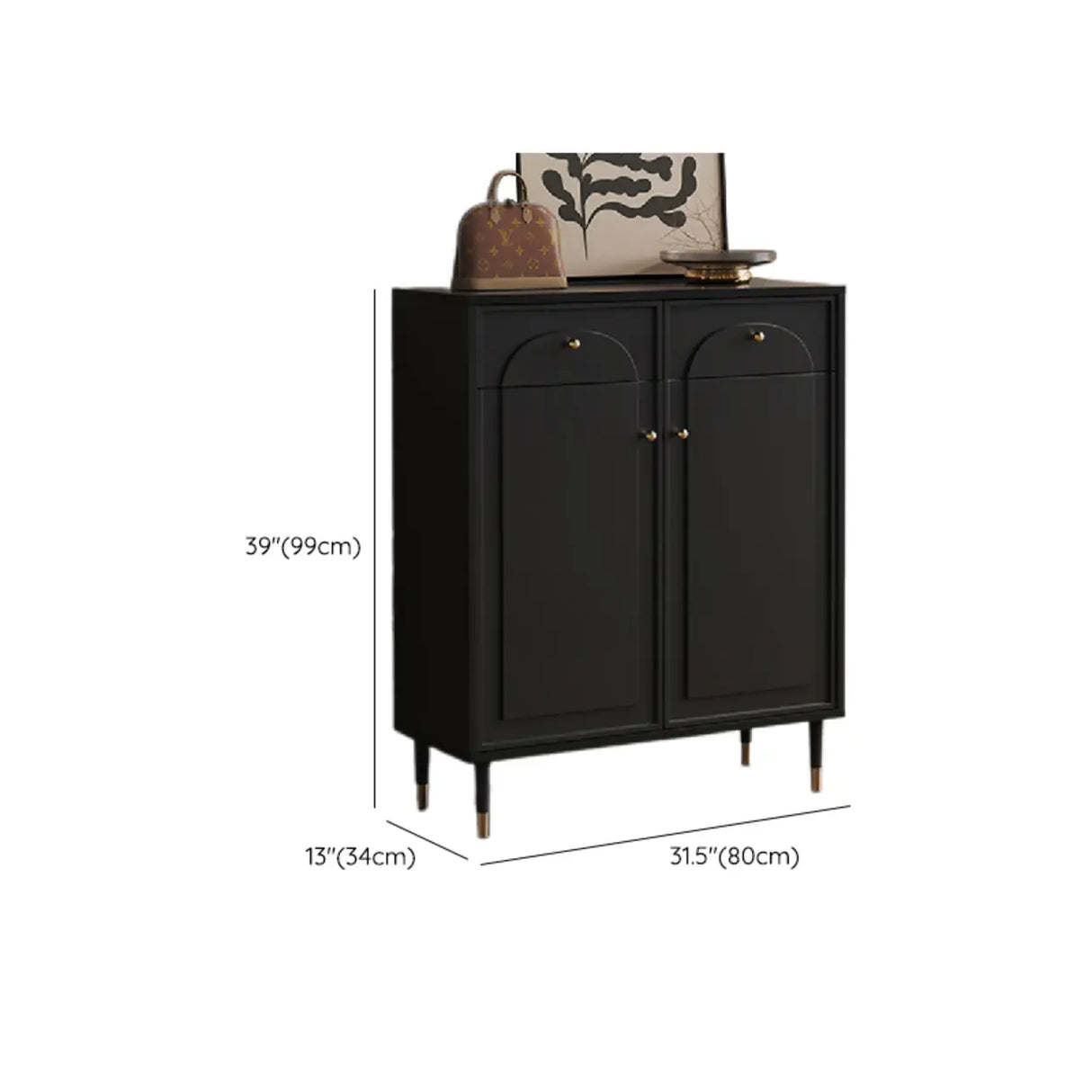 Modern Rectangular MDF Hallway Black Large Shoe Cabinet Image - 19