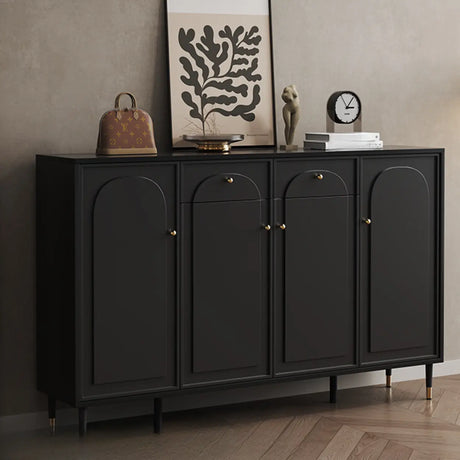 Modern Rectangular MDF Hallway Black Large Shoe Cabinet Image - 1