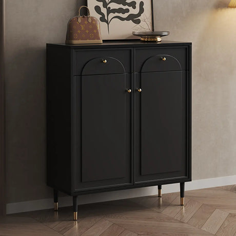 Modern Rectangular MDF Hallway Black Large Shoe Cabinet Image - 2