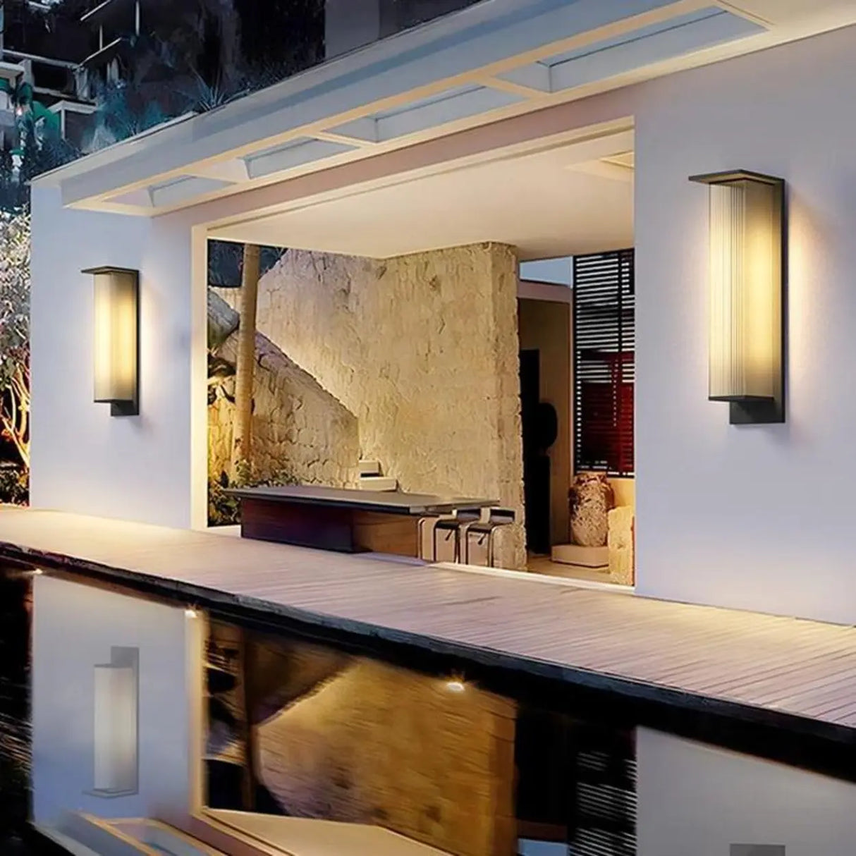 Modern Rectangular Metal LED Outdoor Wall Sconces Image - 4