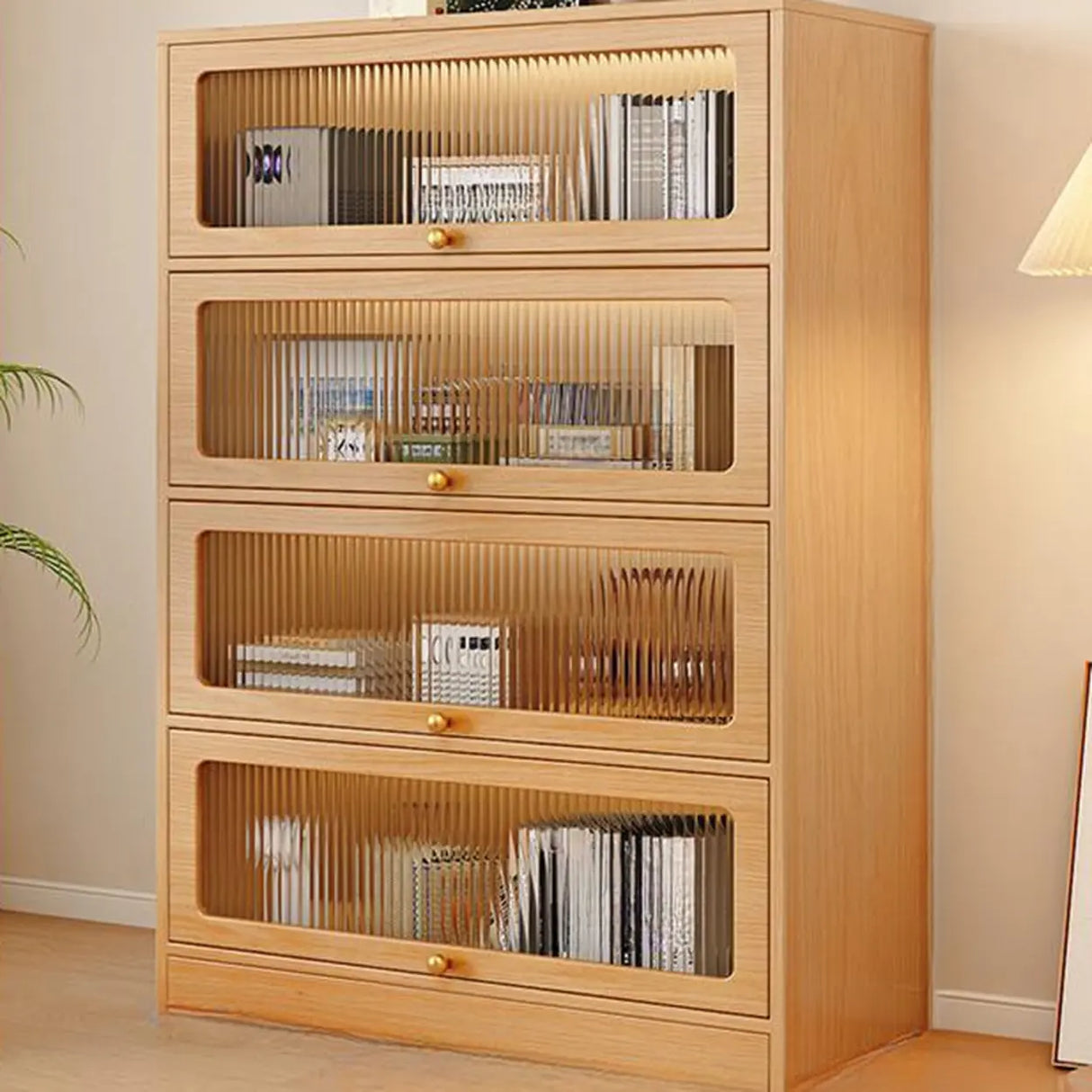 Modern Rectangular Natural Finish Wooden Bookcases Image - 10