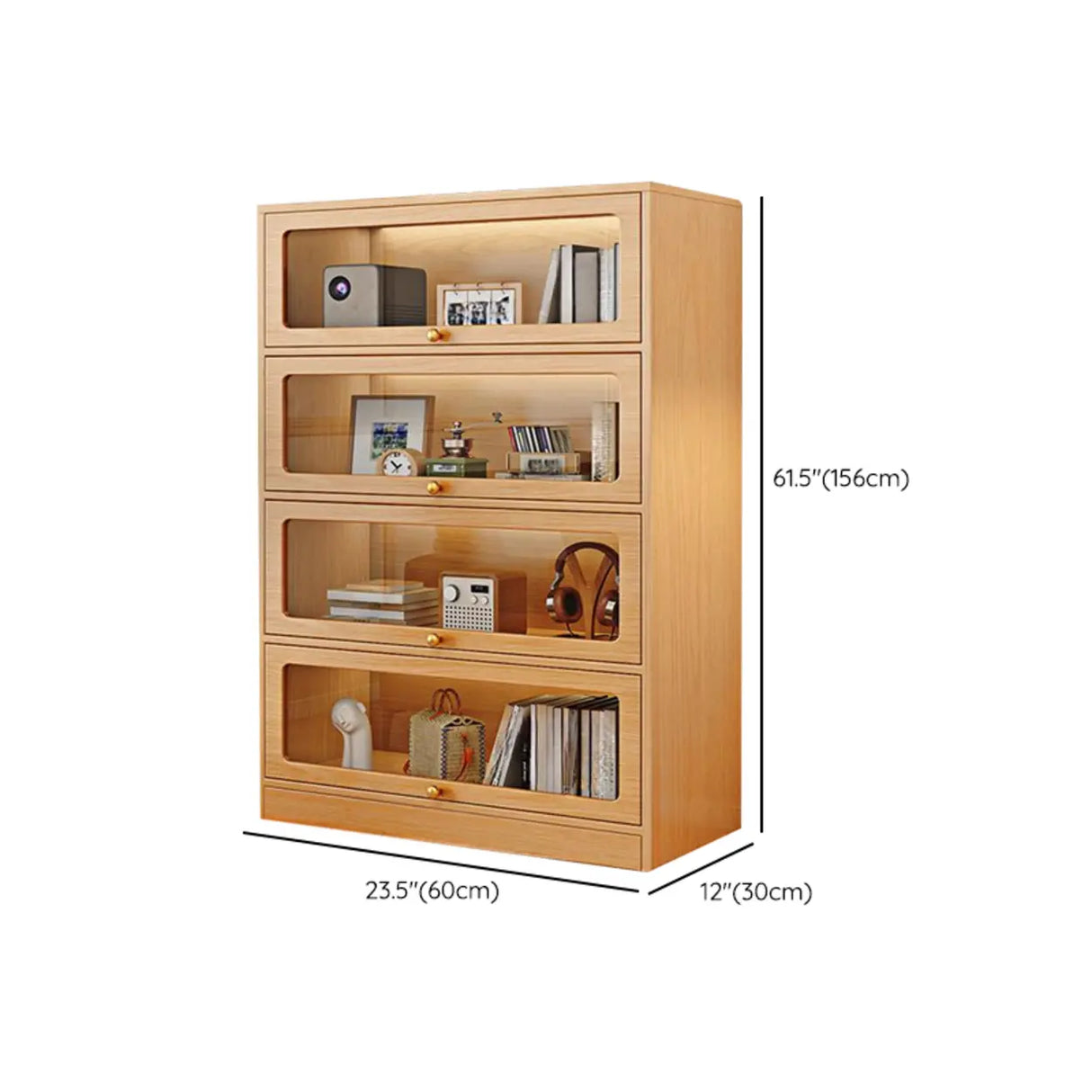 Modern Rectangular Natural Finish Wooden Bookcases Image - 16