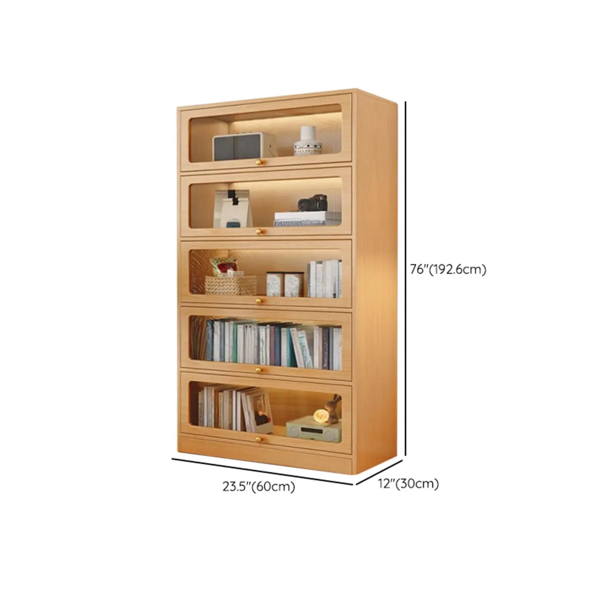Modern Rectangular Natural Finish Wooden Bookcases Image - 18