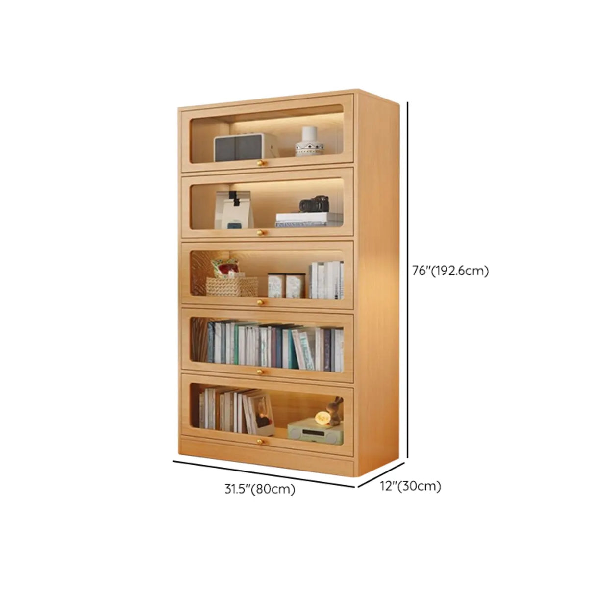 Modern Rectangular Natural Finish Wooden Bookcases Image - 26