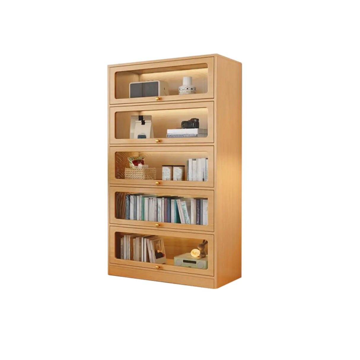 Modern Rectangular Natural Finish Wooden Bookcases Image - 4