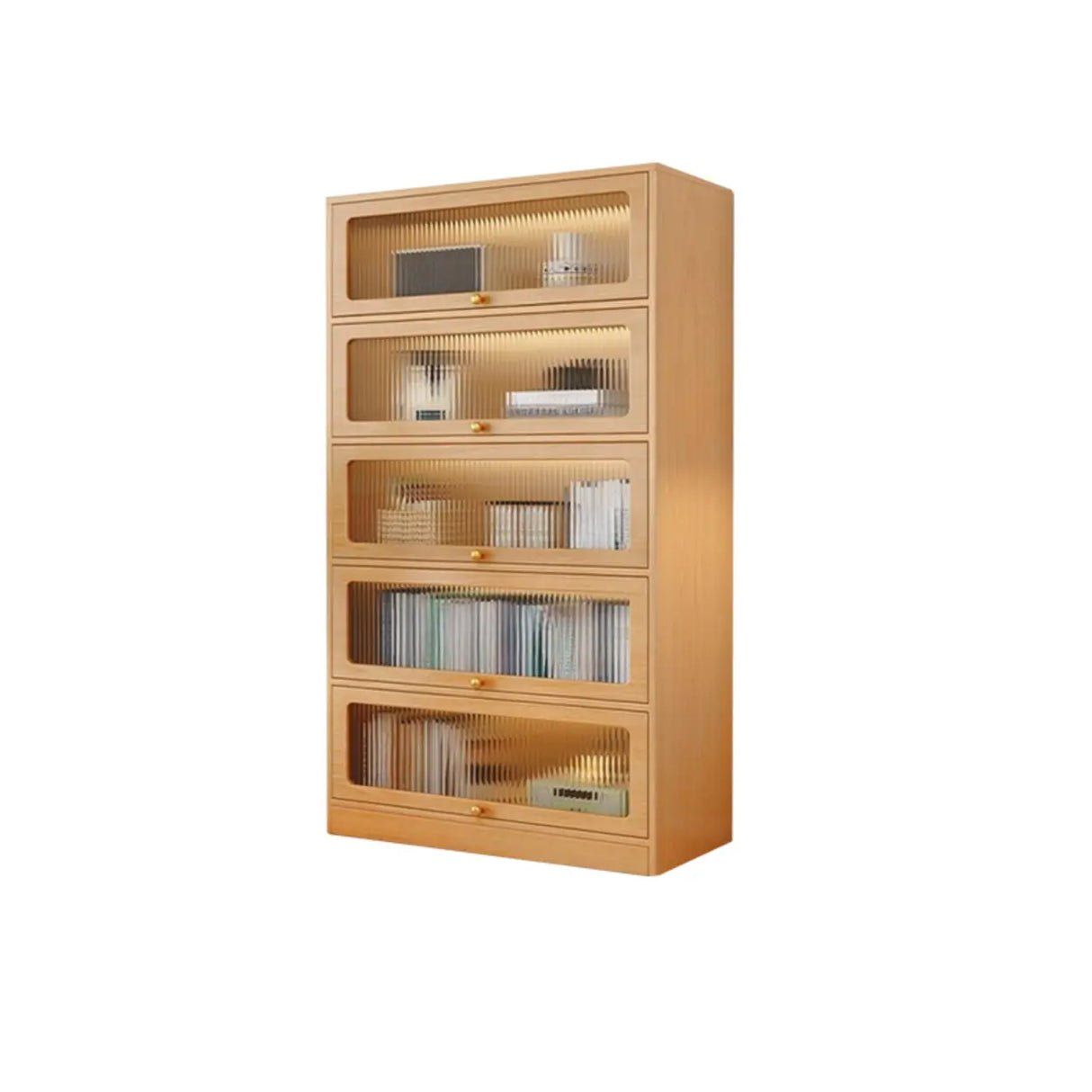 Modern Rectangular Natural Finish Wooden Bookcases Image - 6