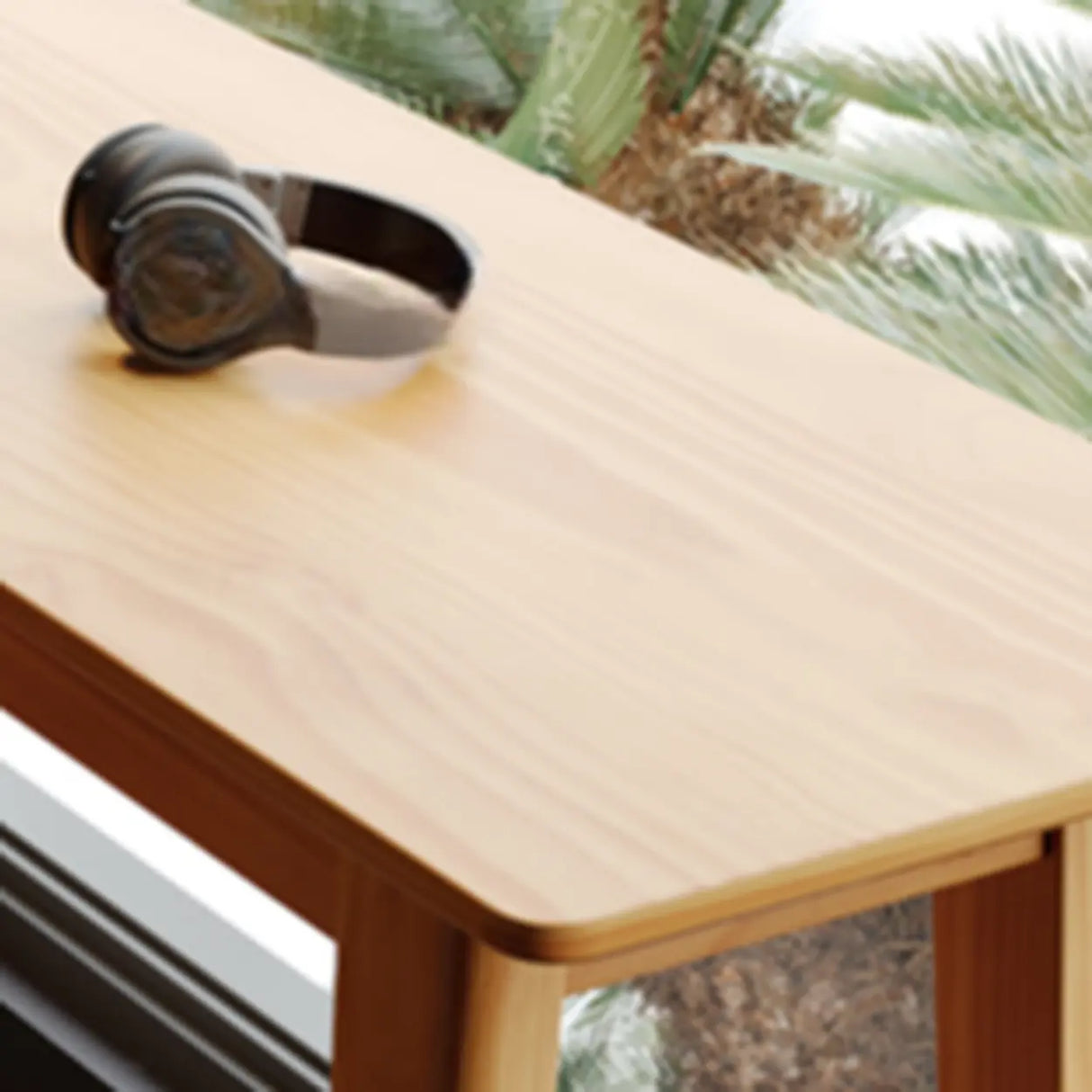 Modern Rectangular Natural Wood Bar Table With Footrest Image - 6