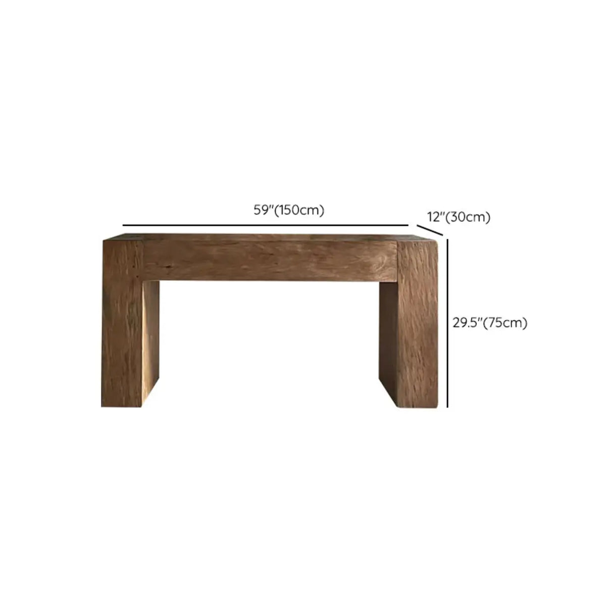 Modern Rectangular Pine Wood Sled Base Console Table Image - 13