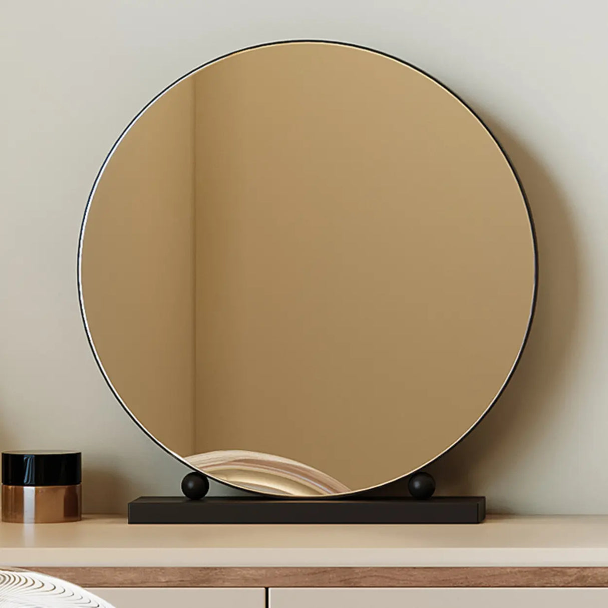 Modern Rectangular Polymer Bedroom Mirror Grey Makeup Vanity Image - 10