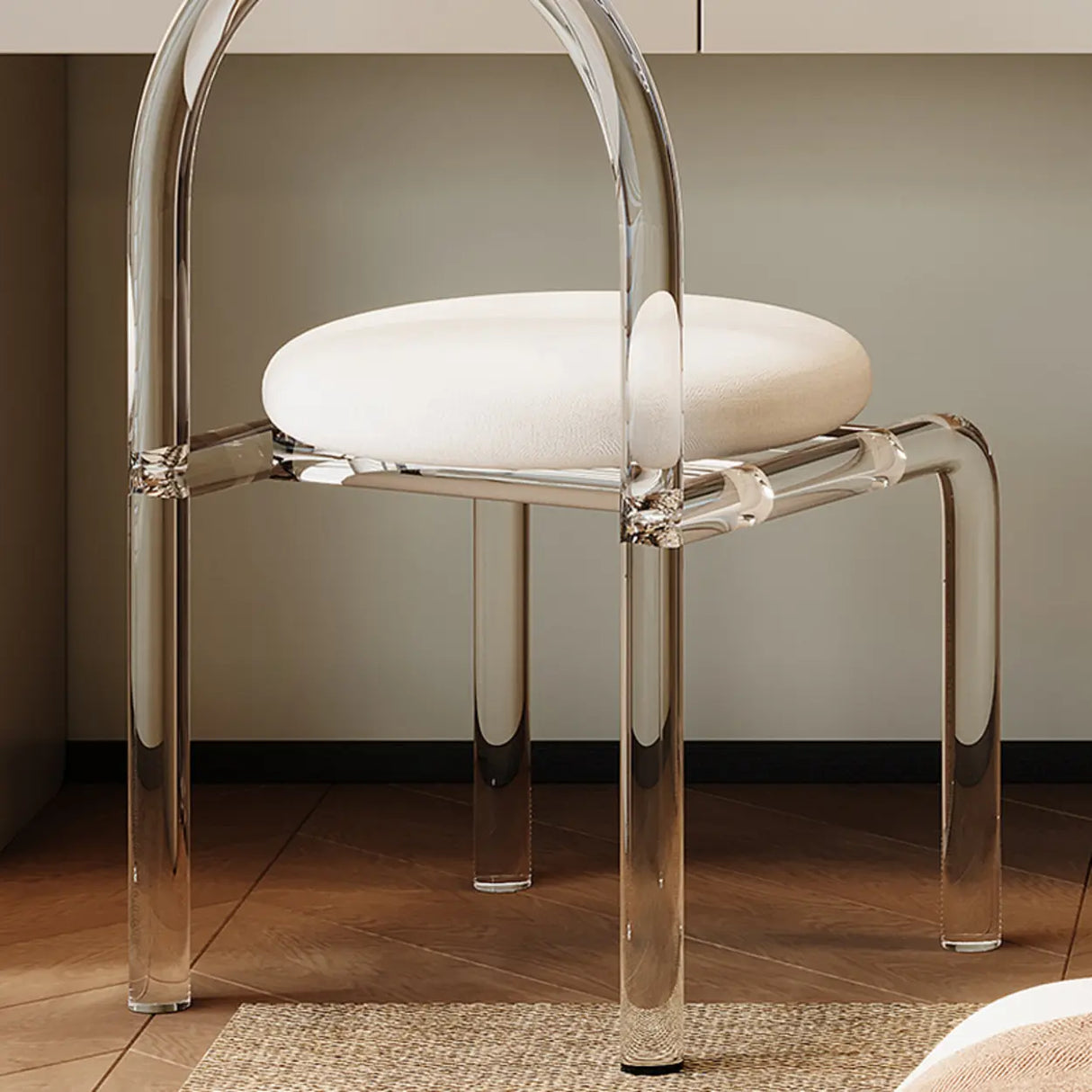 Modern Rectangular Polymer Bedroom Mirror Grey Makeup Vanity Image - 9