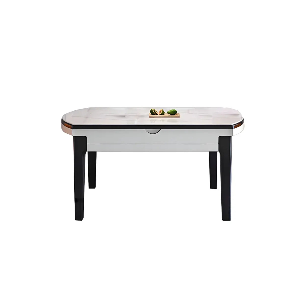 Modern Rectangular Stone Dining Table Black Legs Adjustable Image - 7