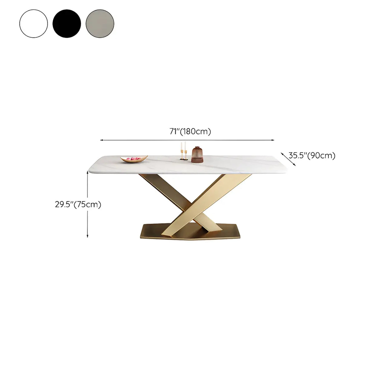 Modern Rectangular Stone Kitchen Grey Dining Table Image - 19