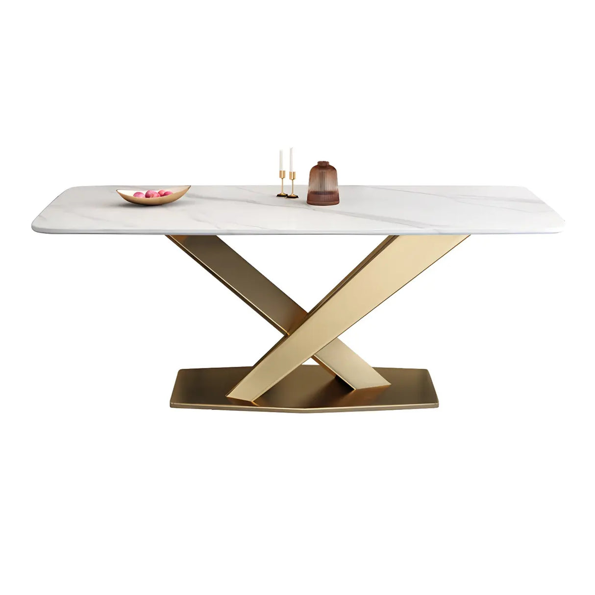 Modern Rectangular Stone Kitchen Grey Dining Table Image - 5