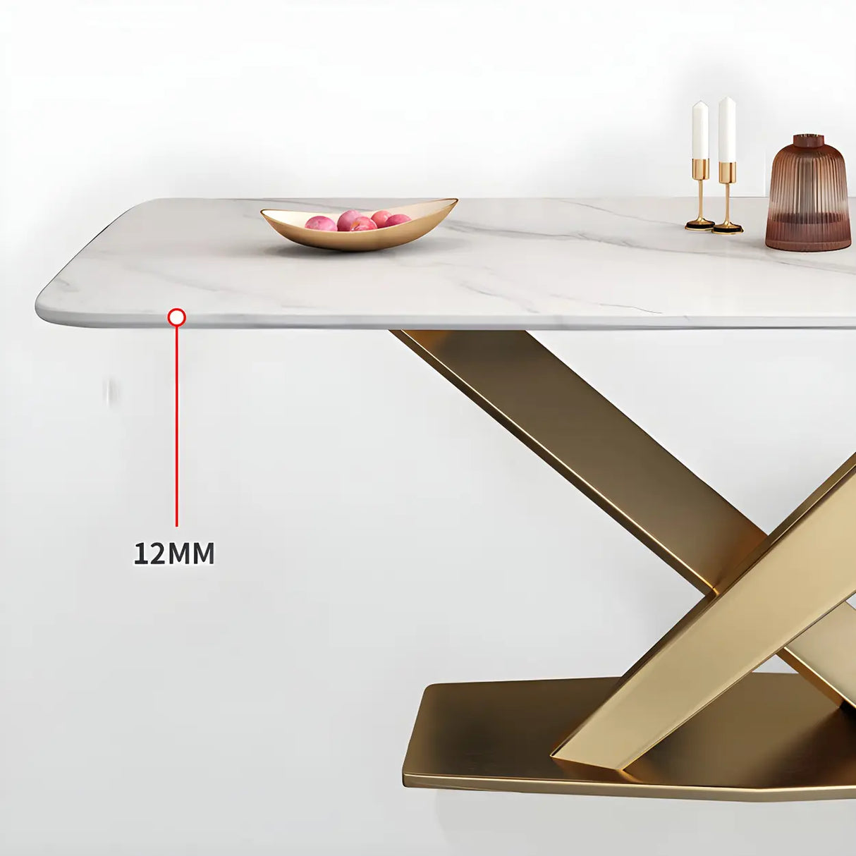 Modern Rectangular Stone Kitchen Grey Dining Table Image - 6