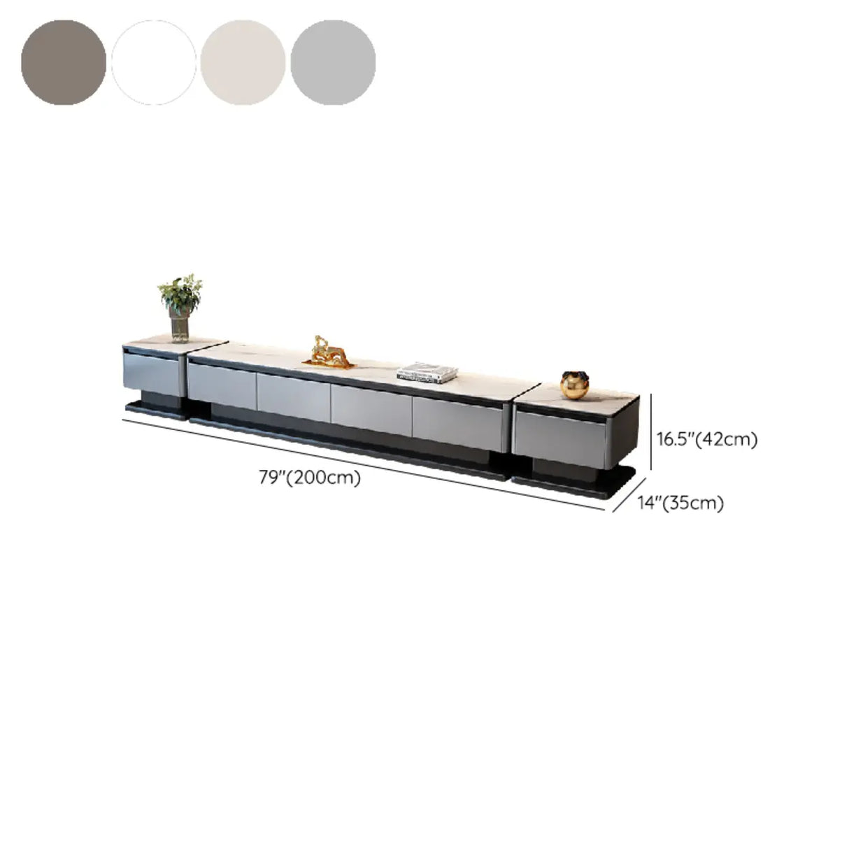 Modern Rectangular Stone TV Stand for Living Room - Grey Image - 17