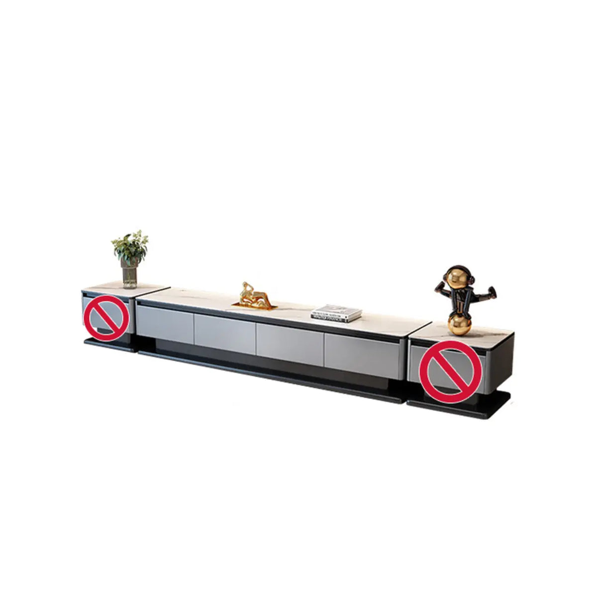 Modern Rectangular Stone TV Stand for Living Room - Grey Image - 6