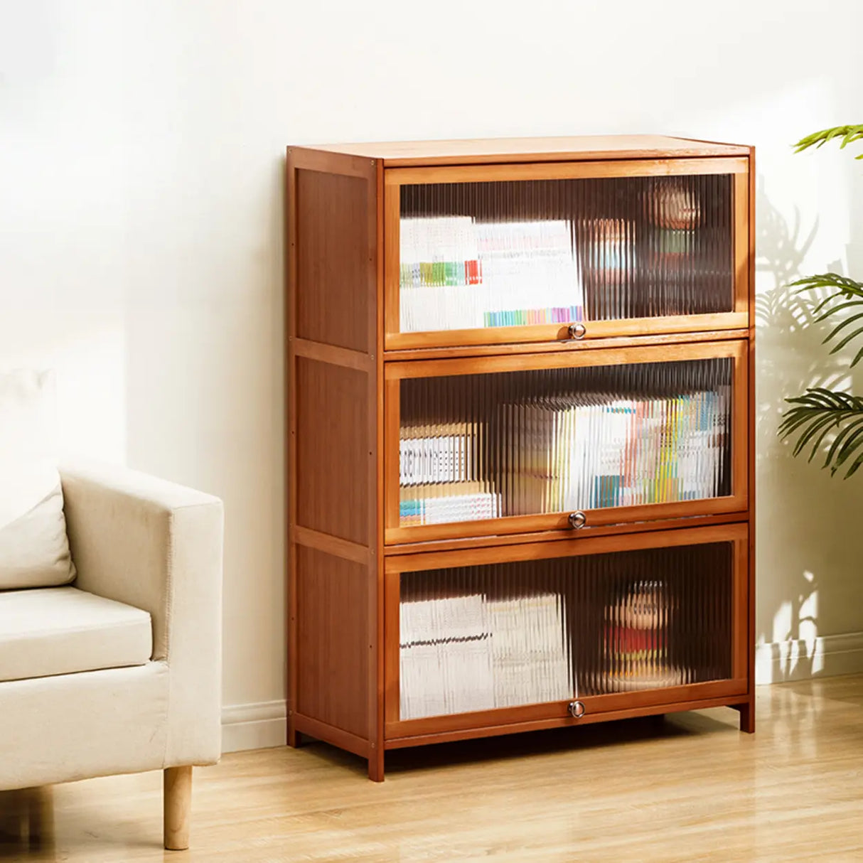 Modern Rectangular Vertical Wood Organizer Bookcase Image - 13