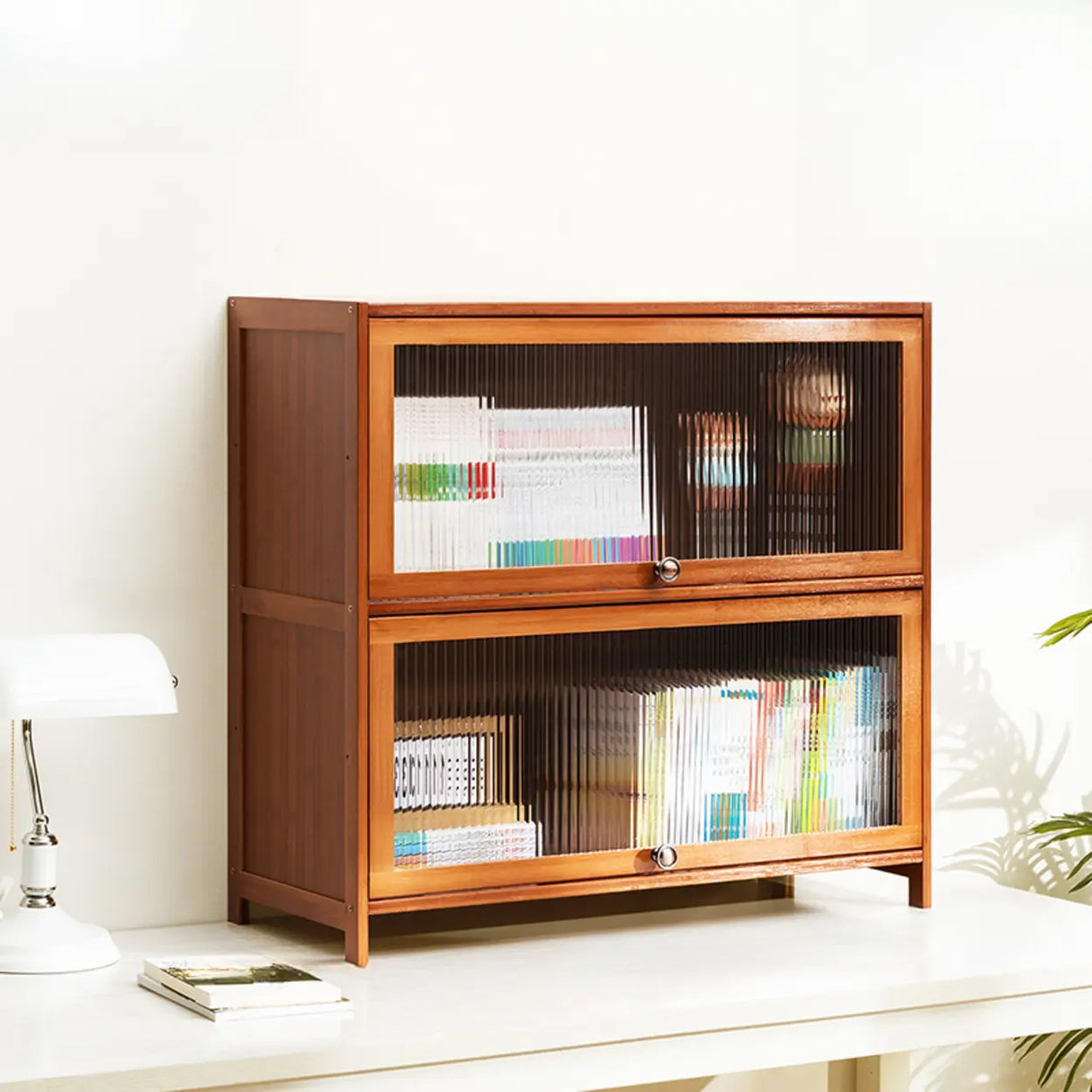 Modern Rectangular Vertical Wood Organizer Bookcase Image - 16