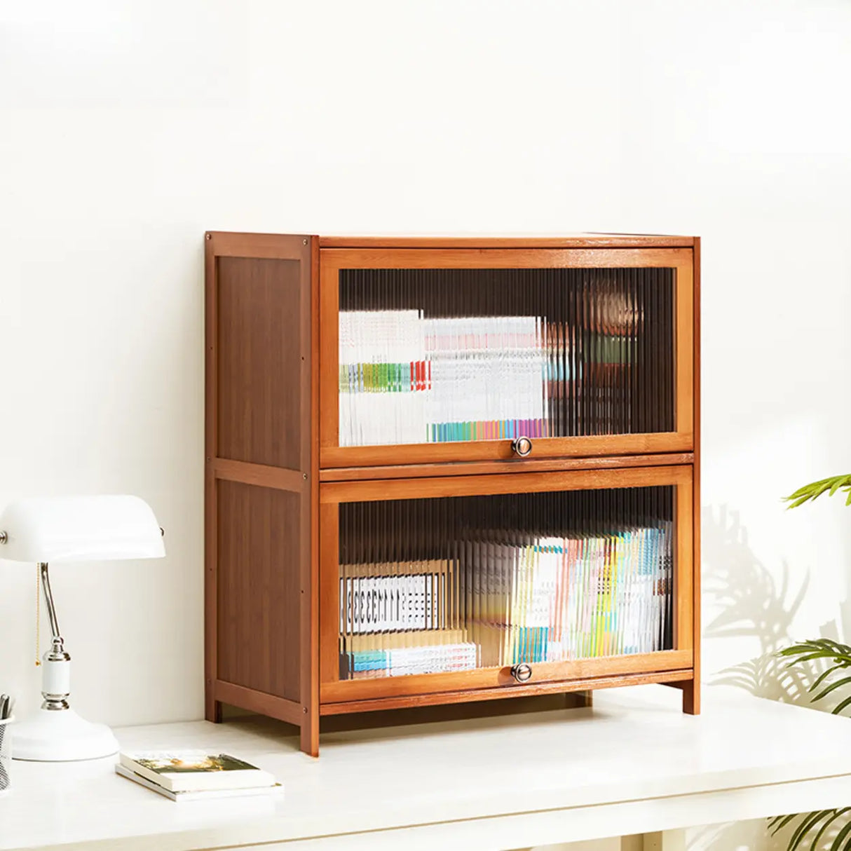Modern Rectangular Vertical Wood Organizer Bookcase Image - 17