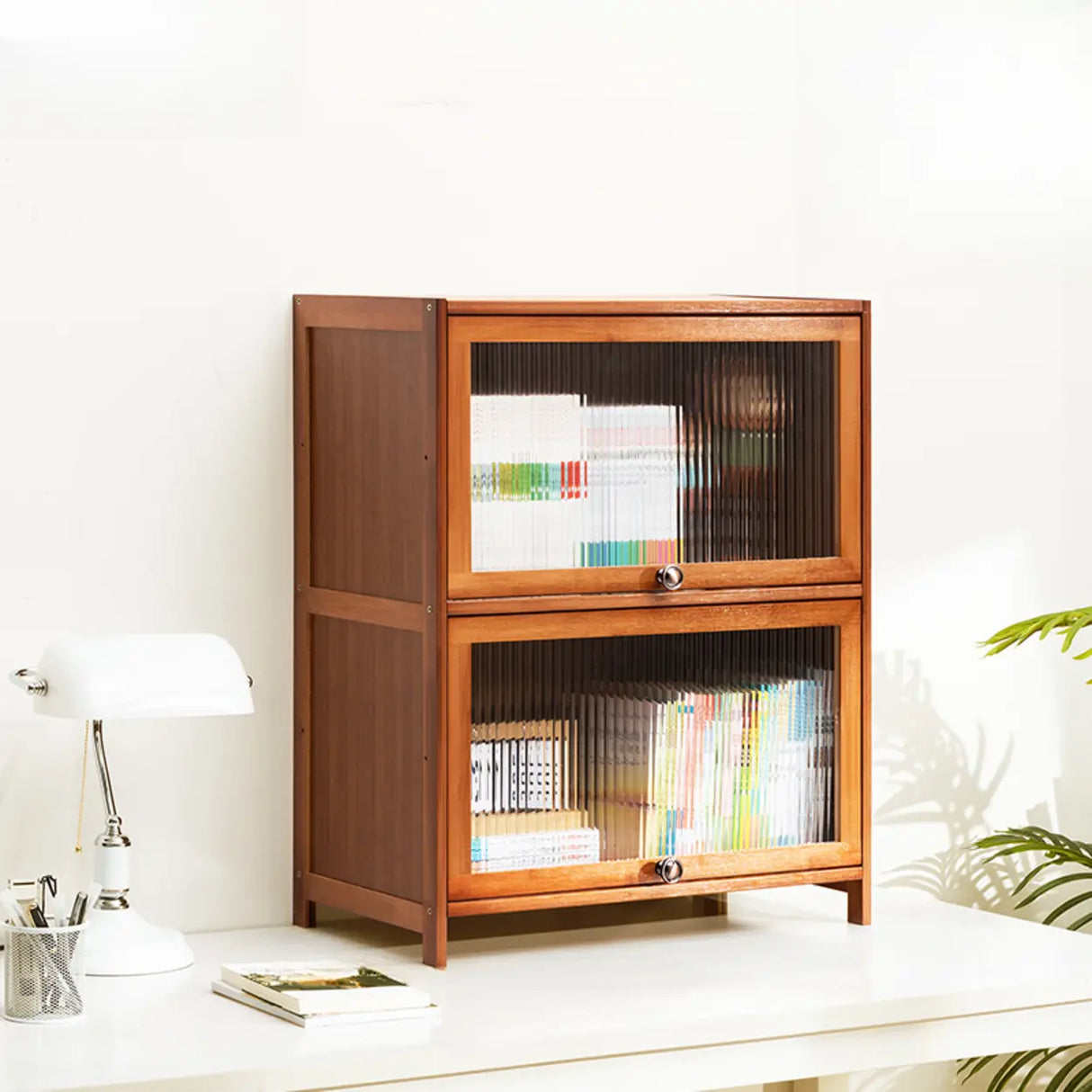 Modern Rectangular Vertical Wood Organizer Bookcase Image - 18