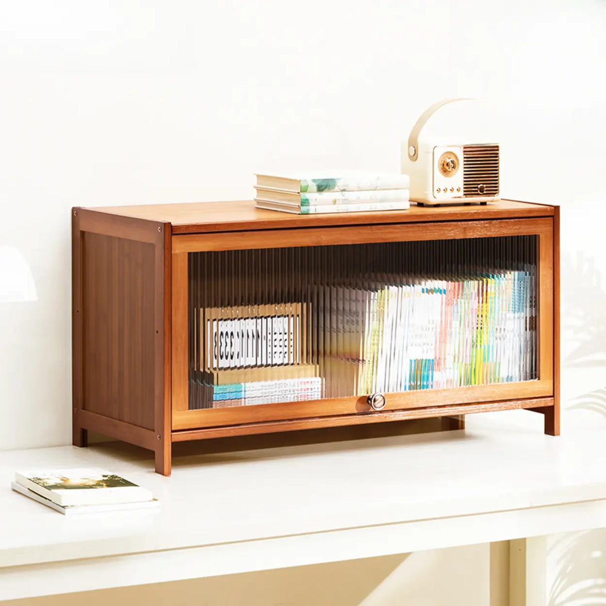 Modern Rectangular Vertical Wood Organizer Bookcase Image - 19