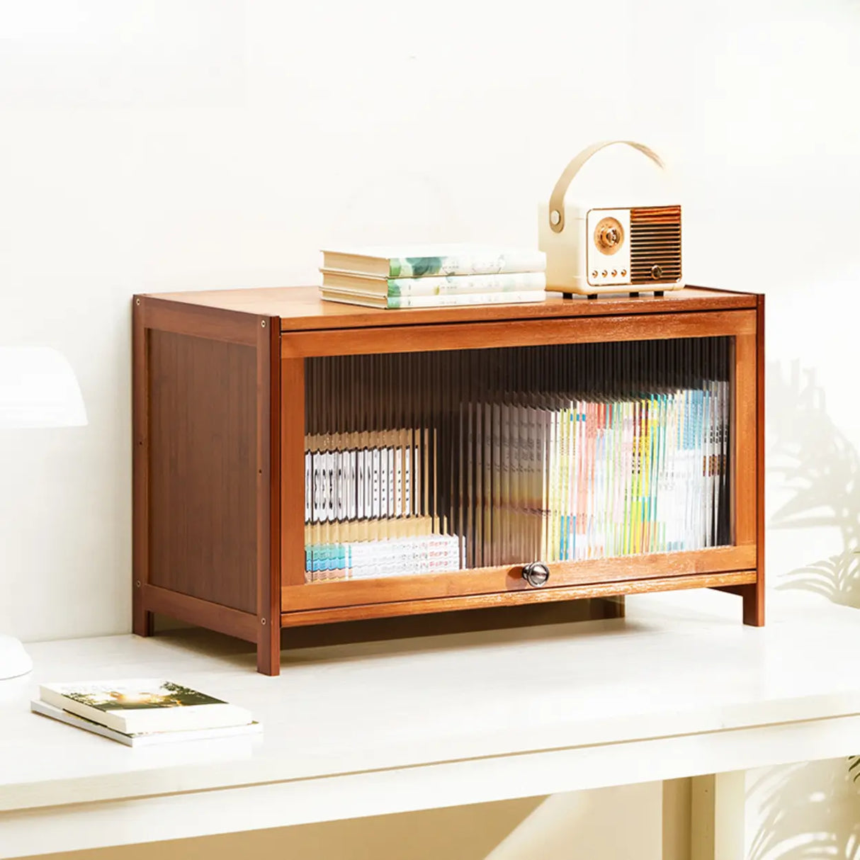 Modern Rectangular Vertical Wood Organizer Bookcase Image - 20