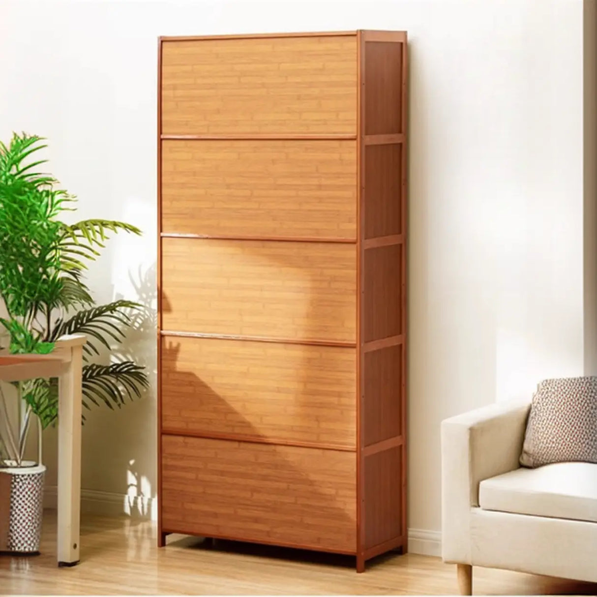 Modern Rectangular Vertical Wood Organizer Bookcase Image - 8