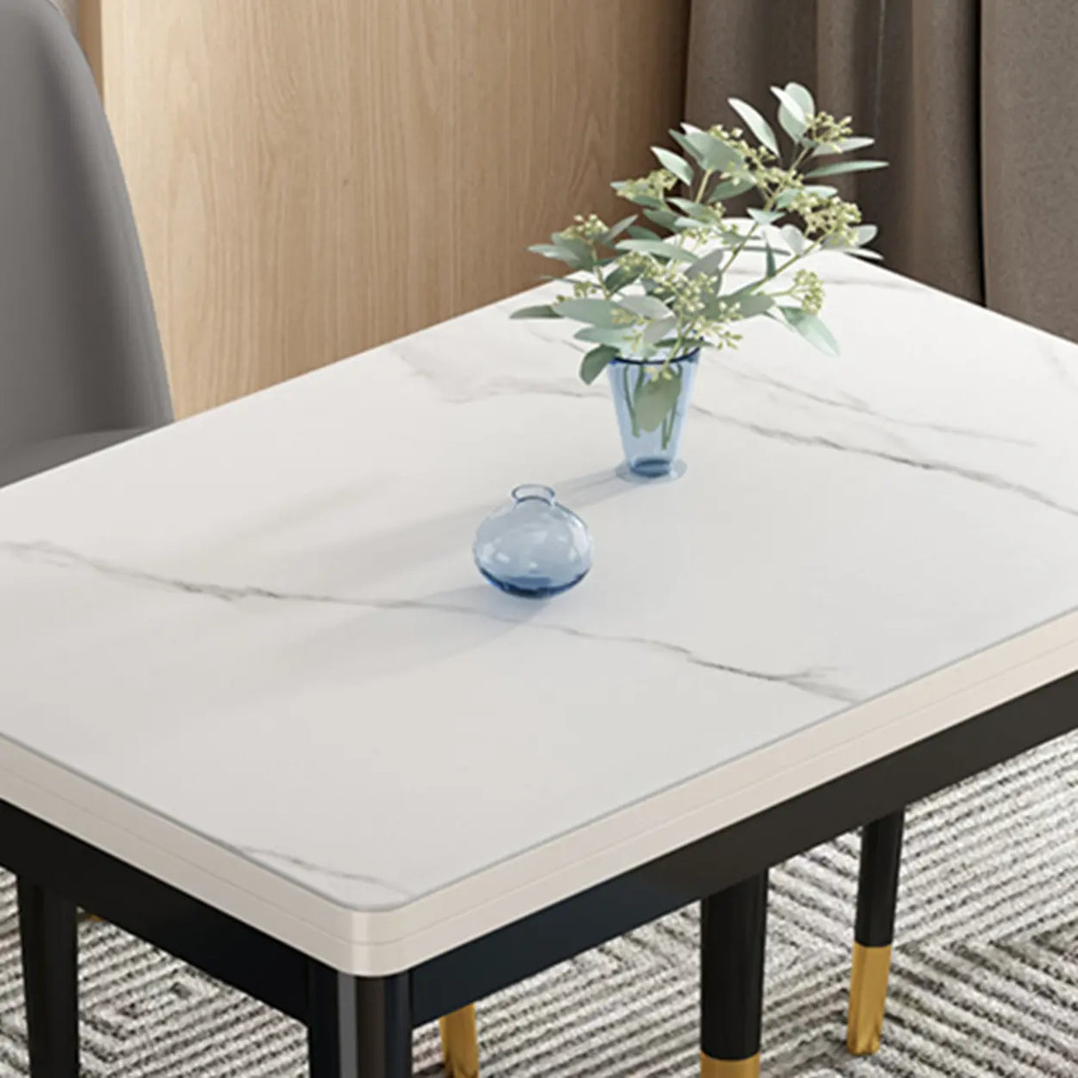 Modern Rectangular Wood Dining Table Extendable White Image - 10