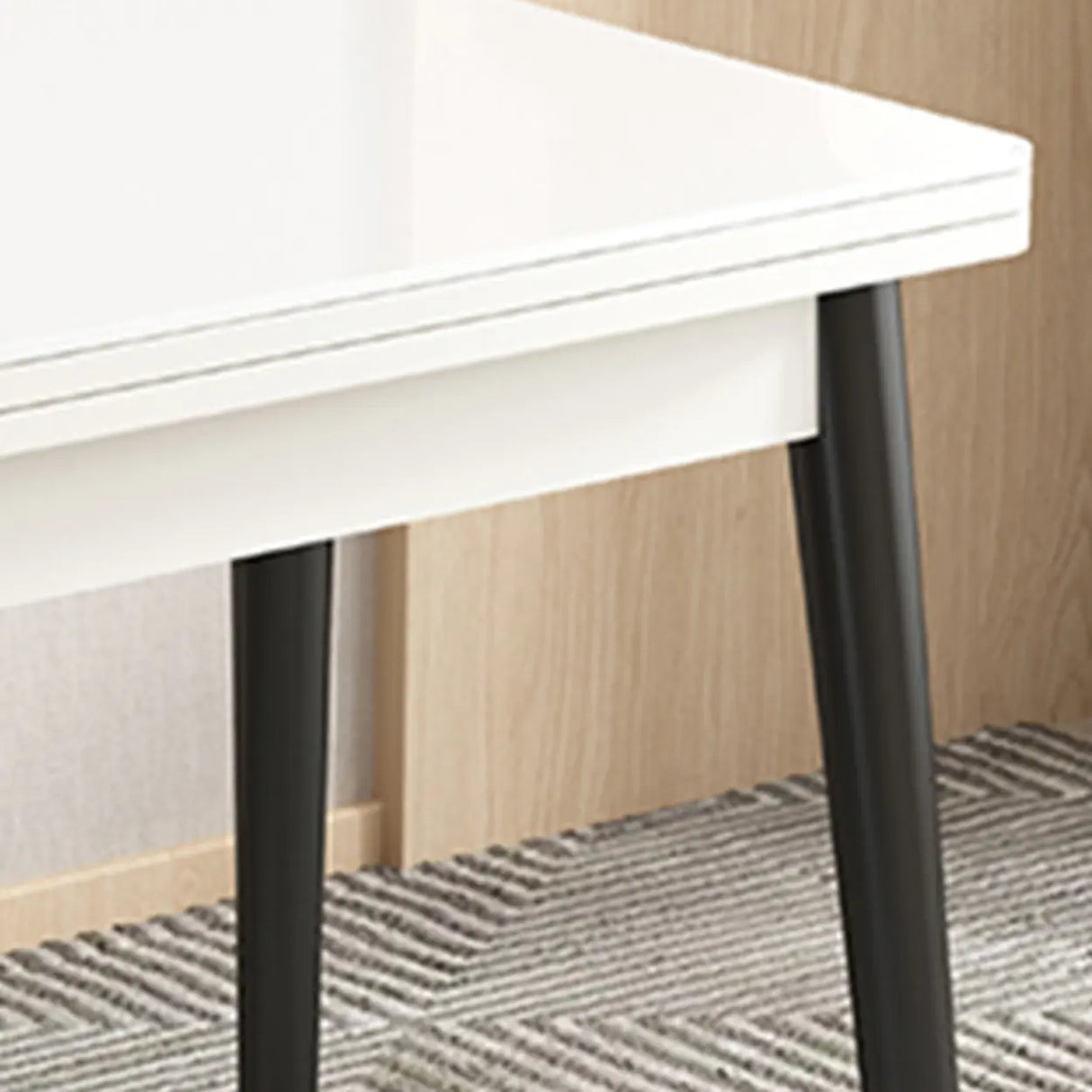 Modern Rectangular Wood Dining Table Extendable White Image - 12