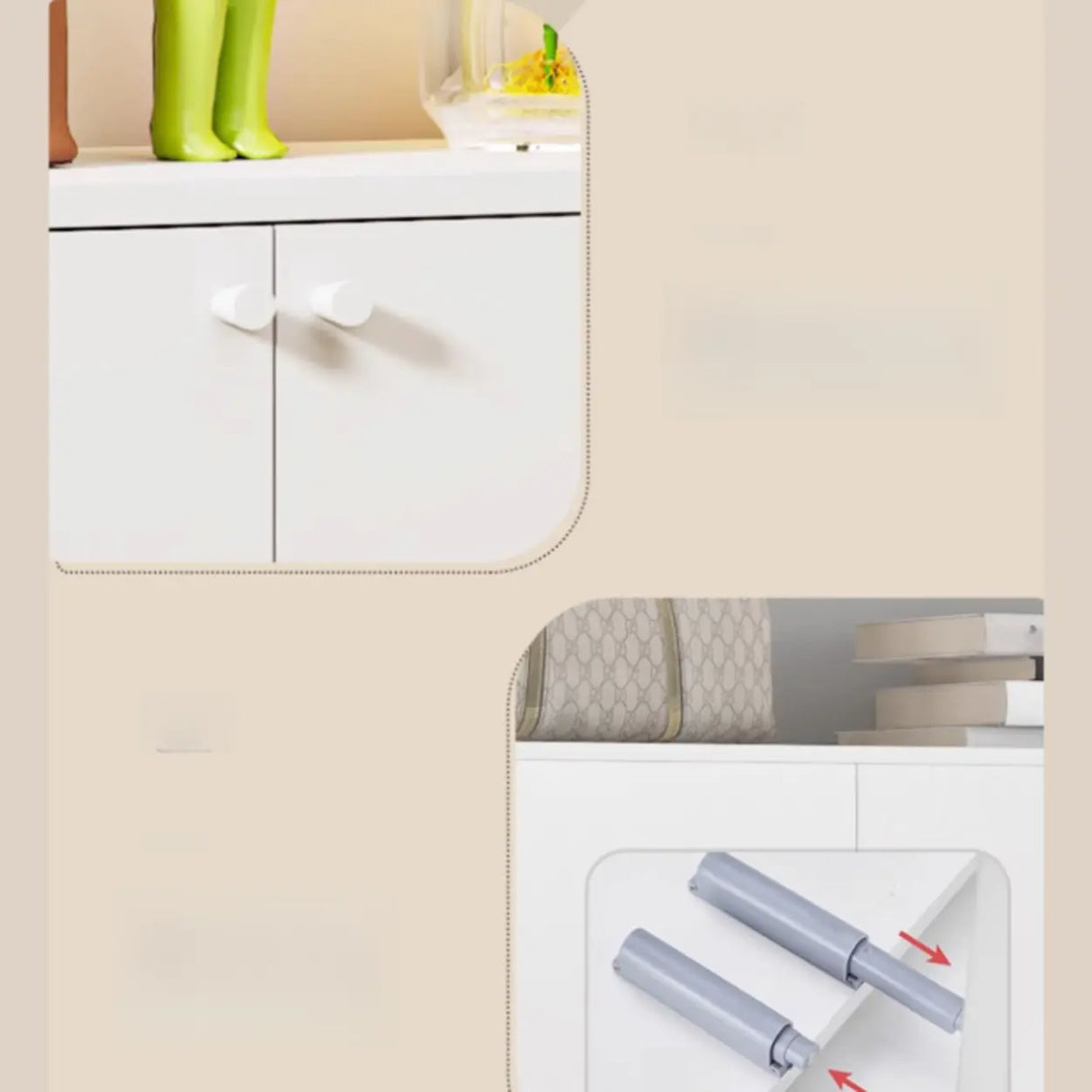 Modern Rectangular Wood Entry White Large Shoe Cabinet Image - 14