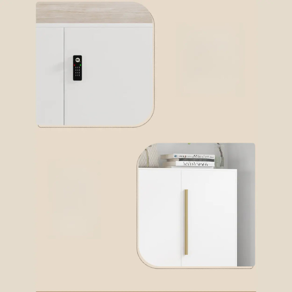 Modern Rectangular Wood Entry White Large Shoe Cabinet Image - 15