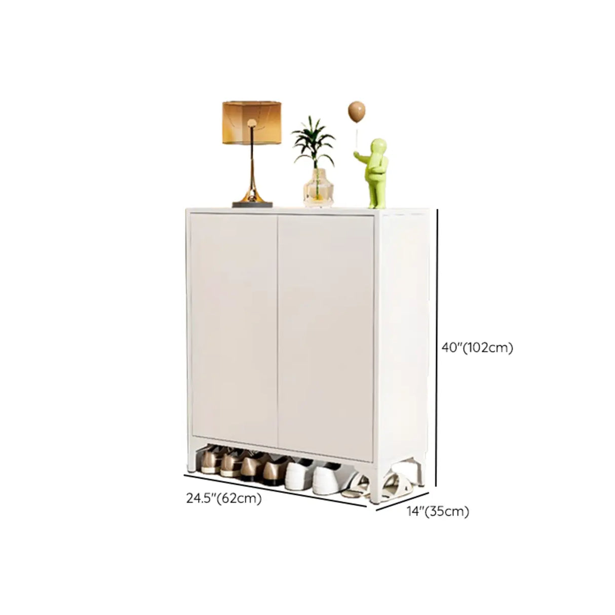 Modern Rectangular Wood Entry White Large Shoe Cabinet Image - 45