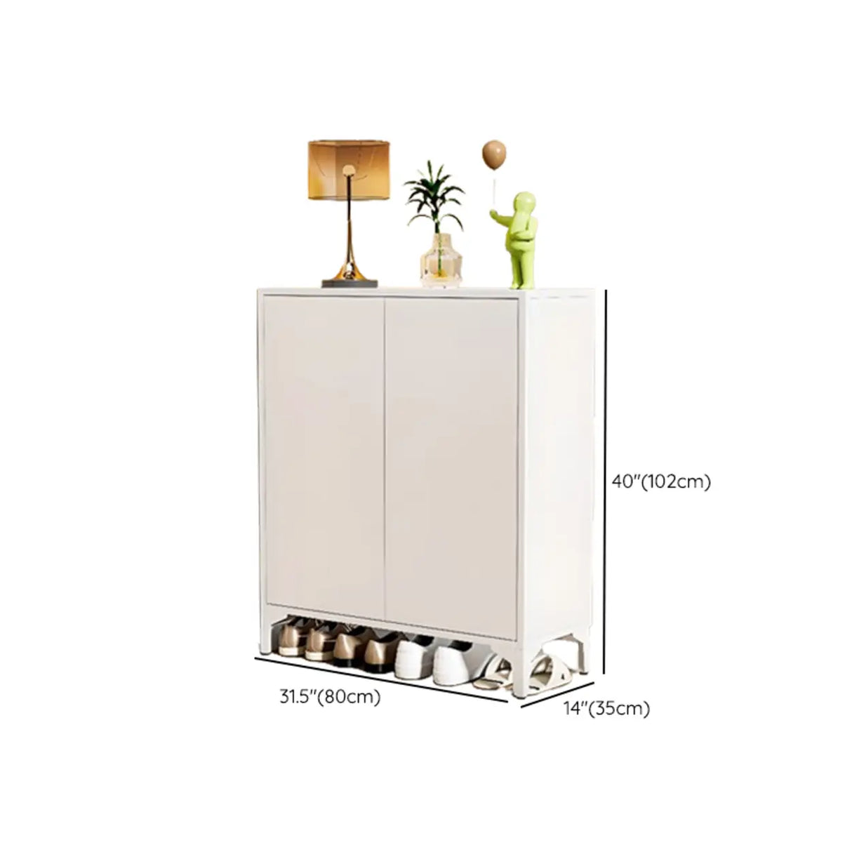 Modern Rectangular Wood Entry White Large Shoe Cabinet Image - 46