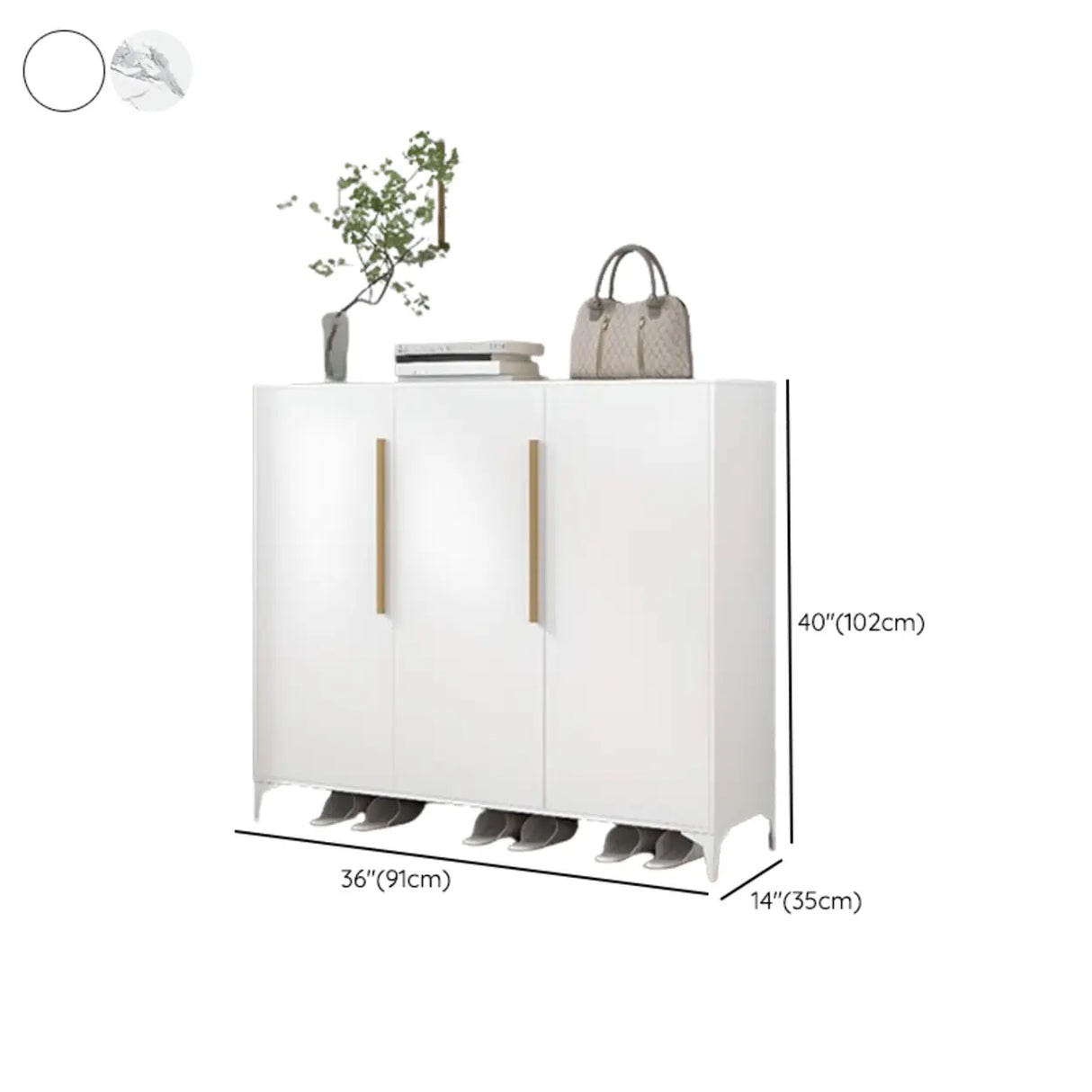 Modern Rectangular Wood Entry White Large Shoe Cabinet Image - 49