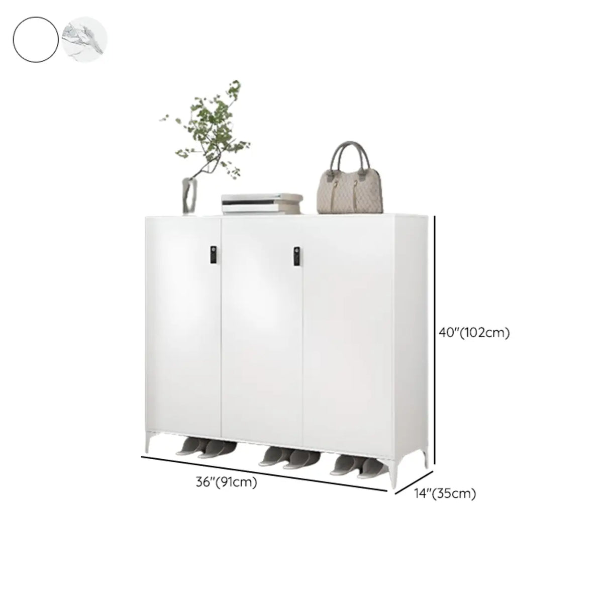 Modern Rectangular Wood Entry White Large Shoe Cabinet Image - 54